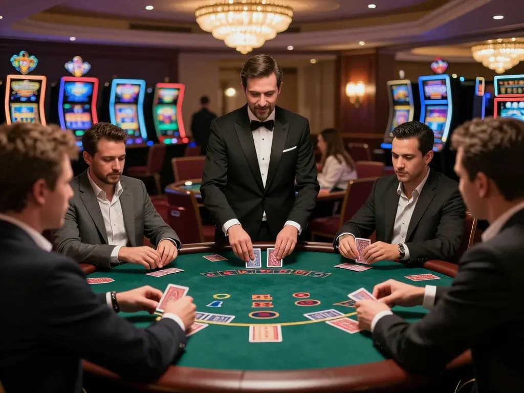 Players engaging in an exciting blackjack game at MM88 COM casino, showcasing strategic plays and vibrant atmosphere.