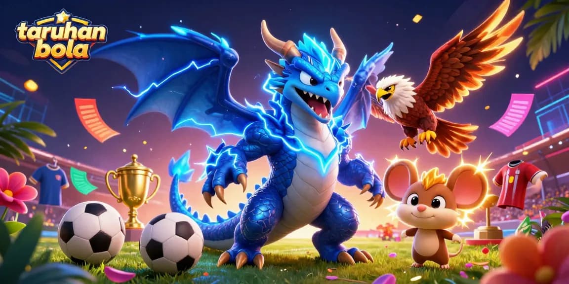 Engage in taruhan bola with dynamic sports betting illustration featuring vibrant elements and exciting characters.