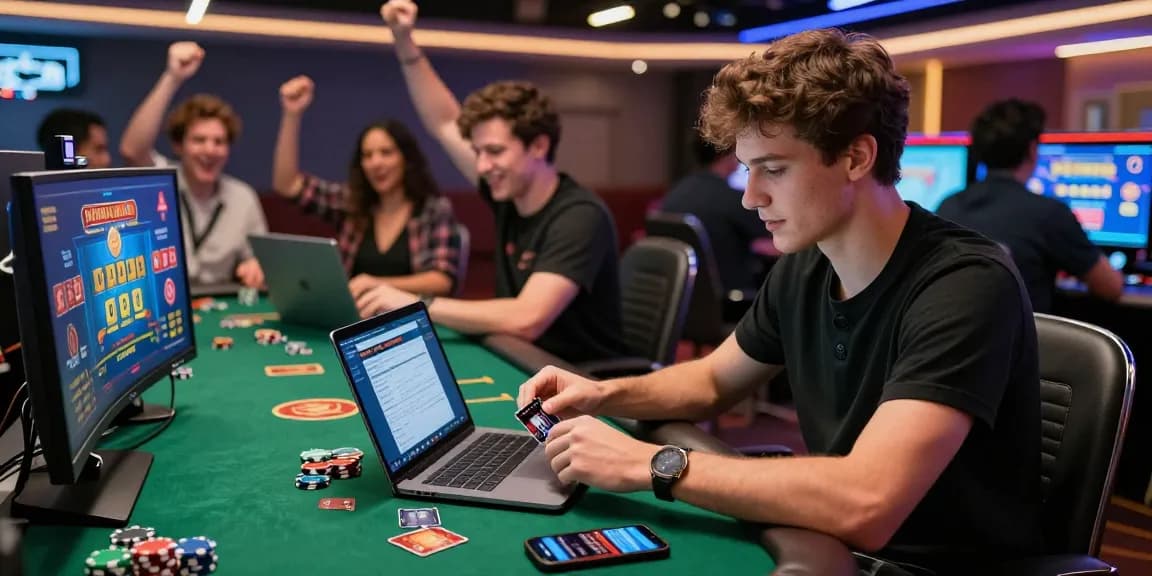 Players at https://alsbury.co.uk/ engaging in online gaming with credit card options, celebrating wins in vibrant casino atmosphere.