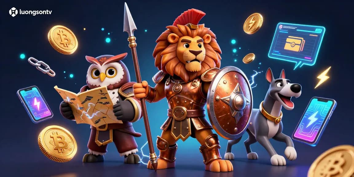 Enjoying seamless live streaming with luongsontv featuring Spartan lion and crypto elements.