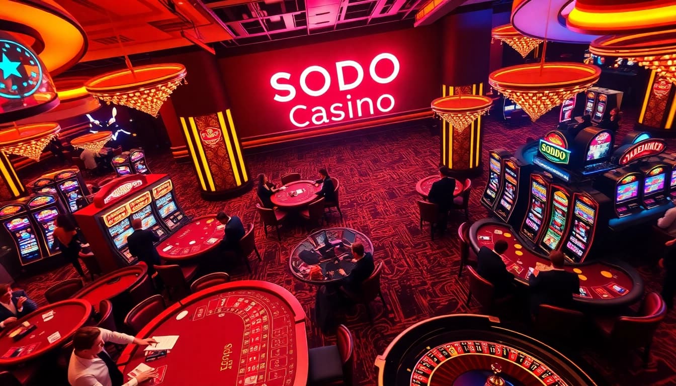 SODO Casino thrills with vibrant slot machines and lively poker games engaging players.