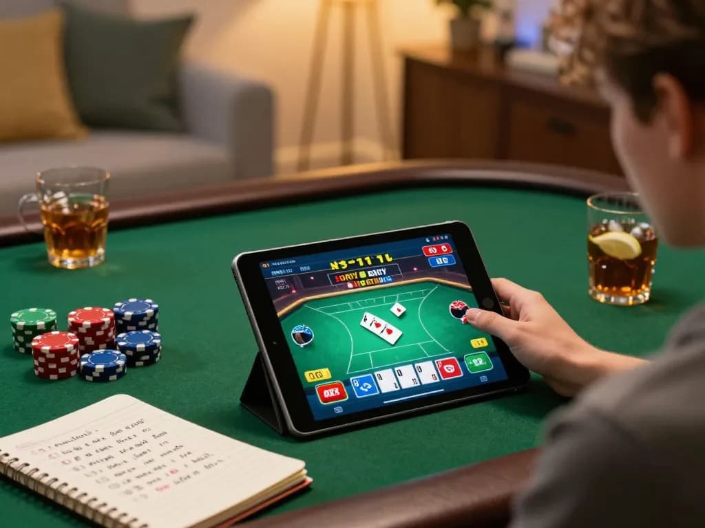 KDTOTO user engaged in an online poker game, showcasing the thrill of gambling at home