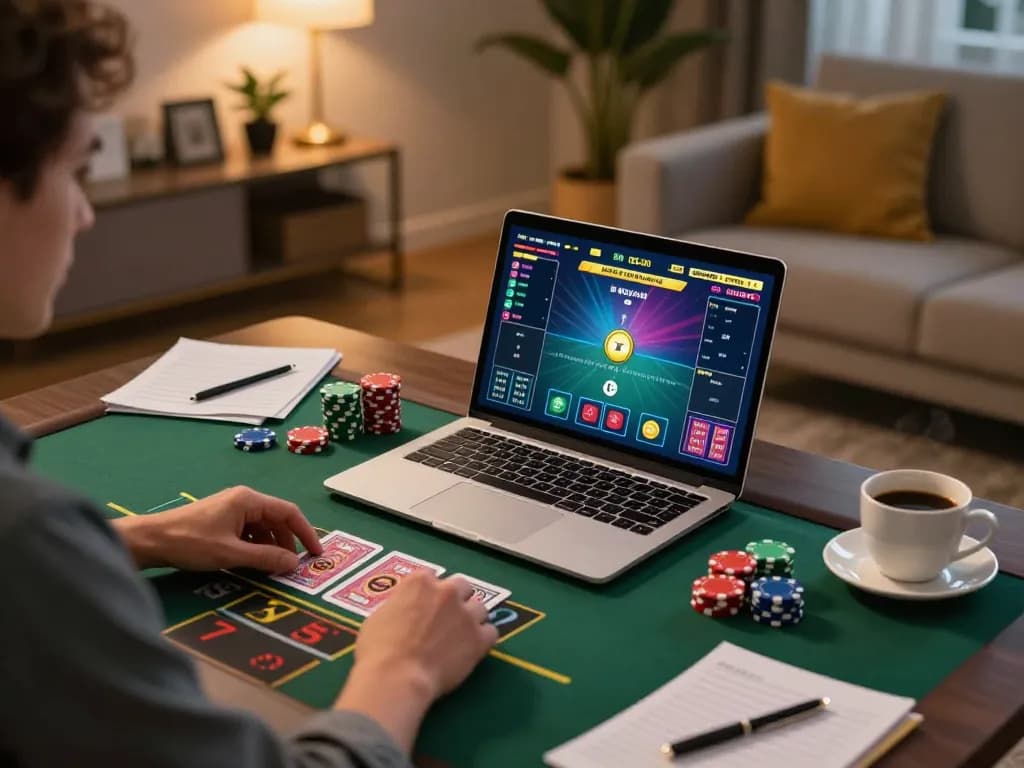 Player strategizing with Canada online casinos during live blackjack gaming session at home