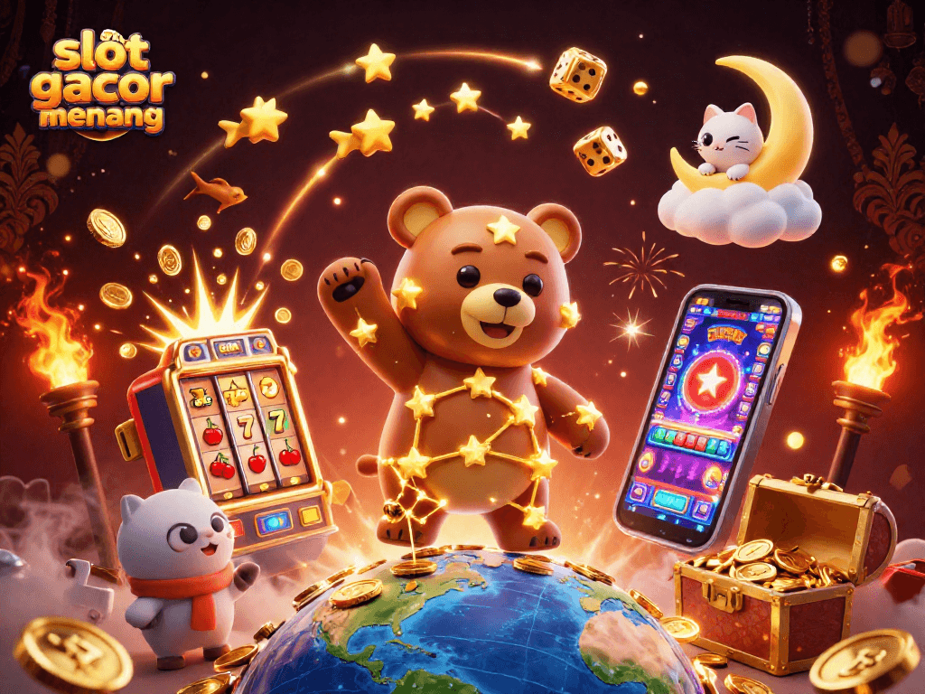 Win big today with slot gacor gampang menang in this vibrant 3D casino scene.