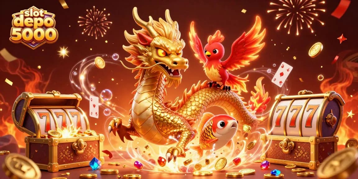 Experience the thrill of winning with slot depo 5000, enhanced by a vivid 3D casino scene.