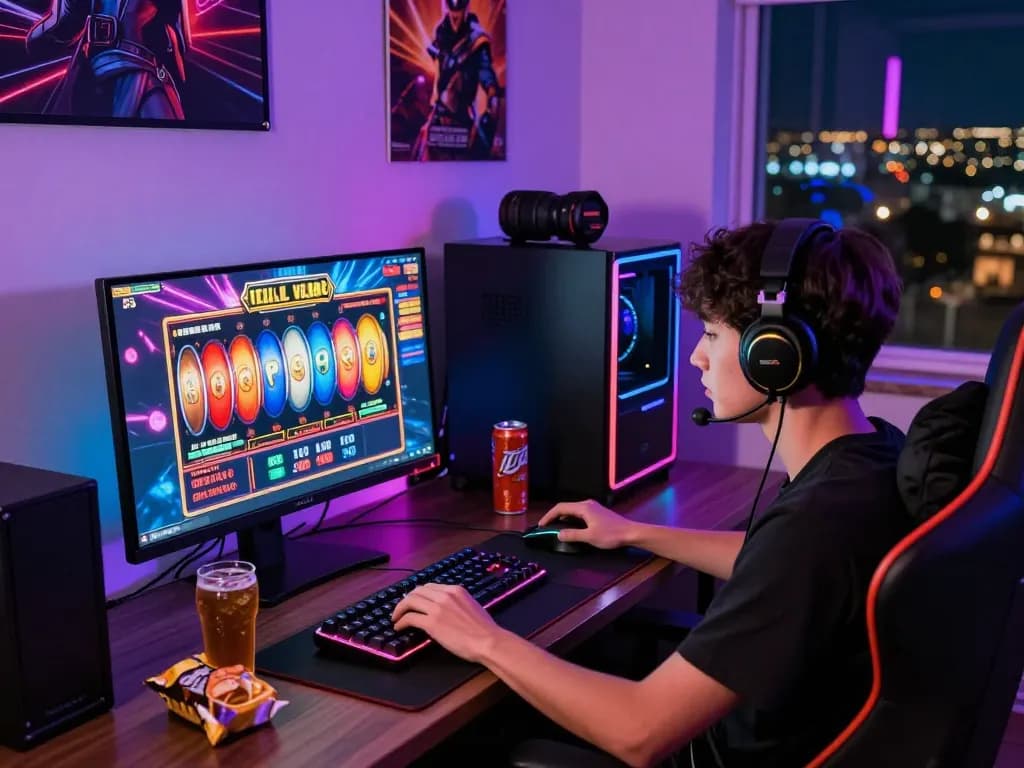 Pemain yang terlibat dalam permainan situs slot dengan setup dan perlengkapan bermain yang menarik.