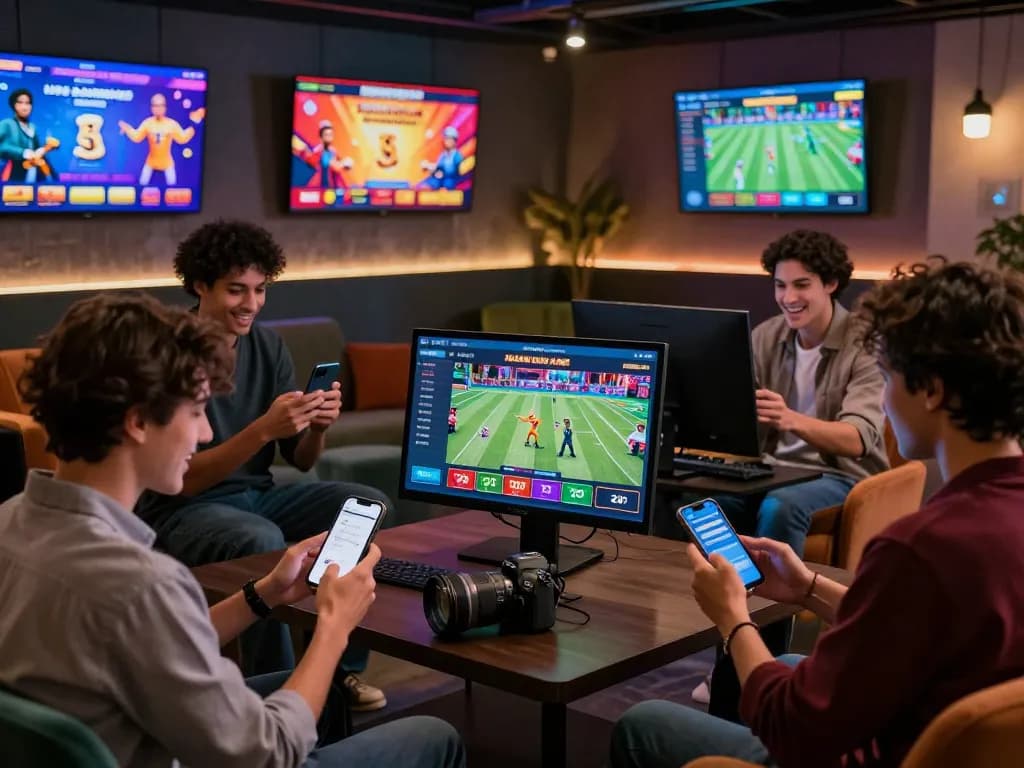 Engaged users exploring the 88aa đối tác online betting platform, enjoying a modern and interactive gaming experience.