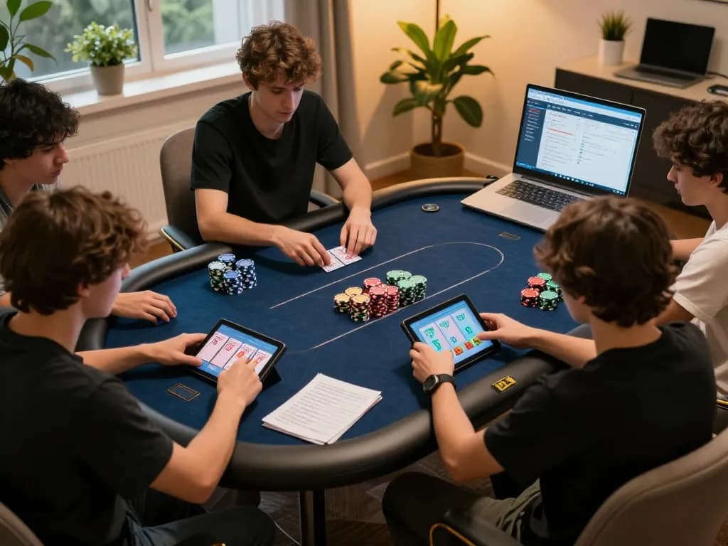 Pemain yang merumuskan strategi dalam permainan poker online di SweBee, dengan fokus pada taktik kemenangan.