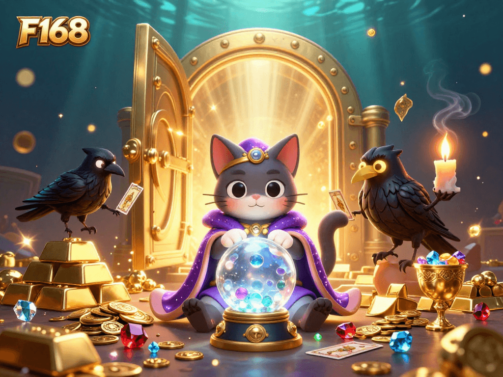 Experience the excitement of winning with F168 in this vibrant 3D casino illustration.