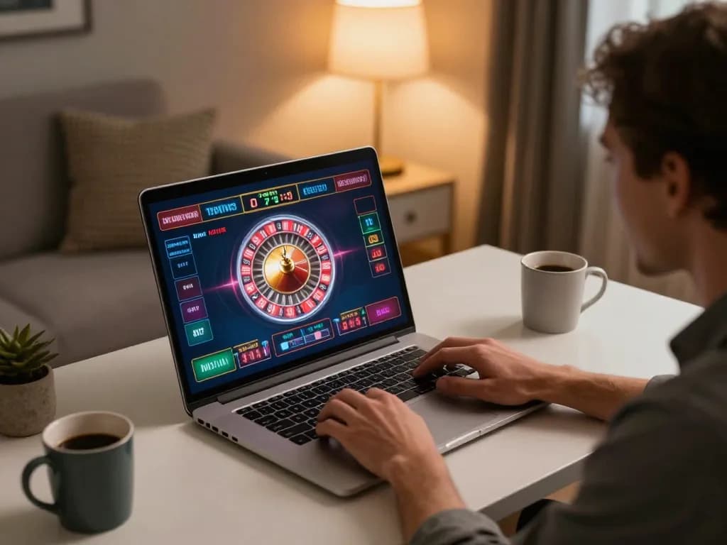 Engaging online gambling experience at https://www.dacsandatphanrang.com/ with a live roulette game on laptop