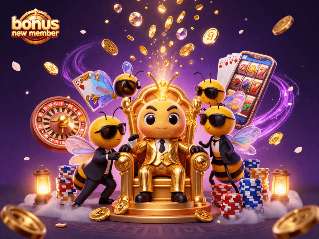 Experience the excitement of the new member bonus with a lively casino illustration.