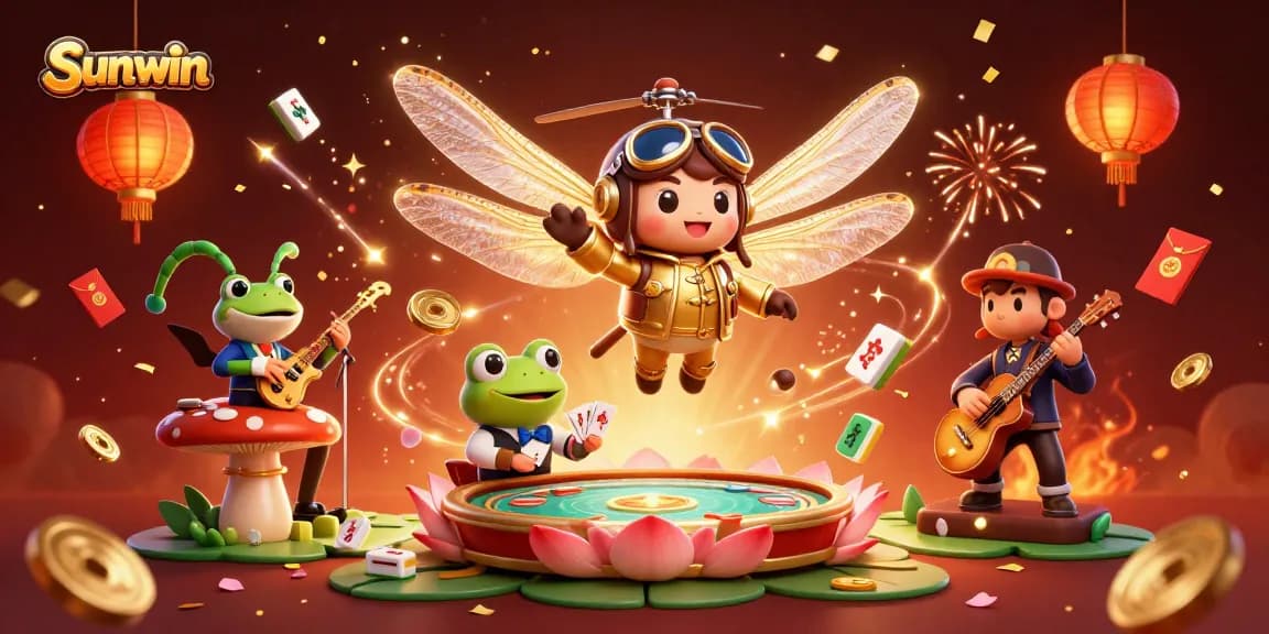 Experience exhilarating moments at Sunwin's vibrant lily pad casino with stunning 3D characters.
