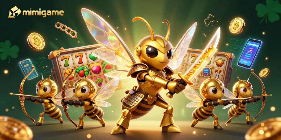 Engage with mimigame and experience dynamic slot action featuring vibrant characters and crypto elements.