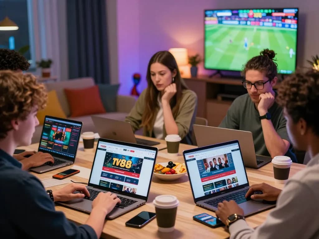 Exciting online gambling scene with participants using TV88 platform, showcasing tv88 đối tác in a vibrant atmosphere.