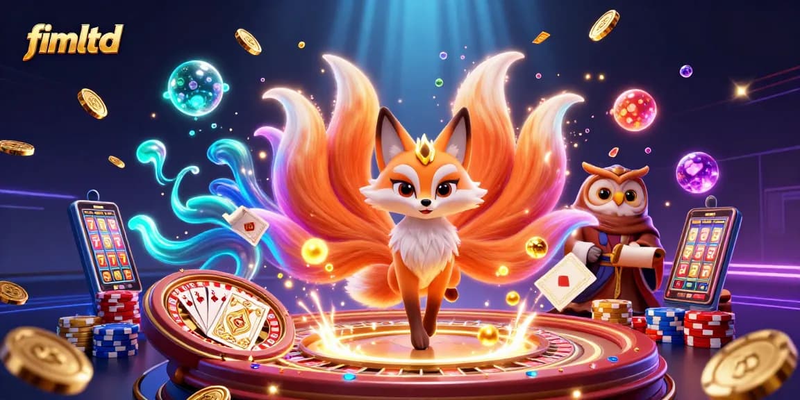 Spin to win at fimltd with vibrant 3D casino characters amidst glowing riches and gaming elements.