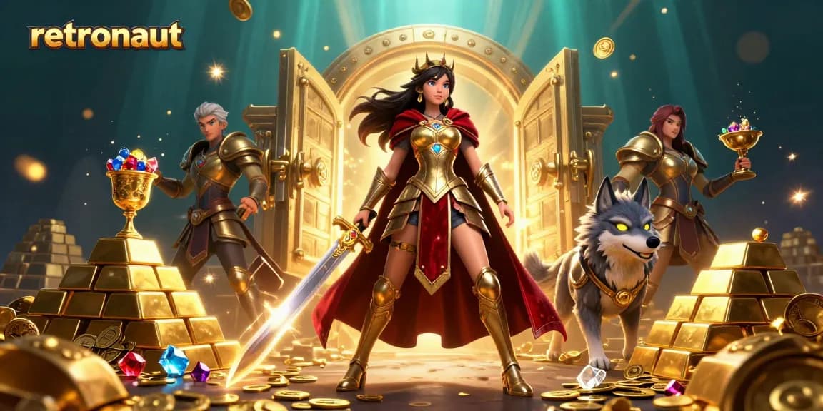 Experience thrilling wins with retronaut's mobile gaming adventure, showcasing vibrant treasures and exciting gameplay.