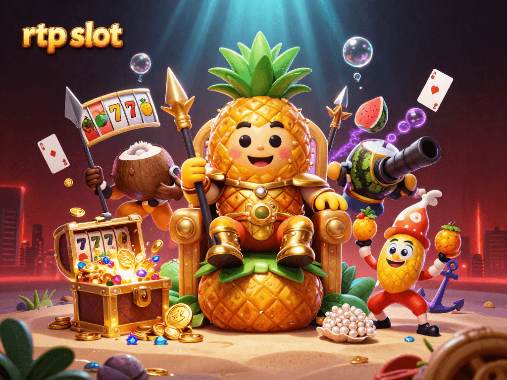 Experience vibrant rtp slot action with animated characters and casino elements in a dynamic illustration.