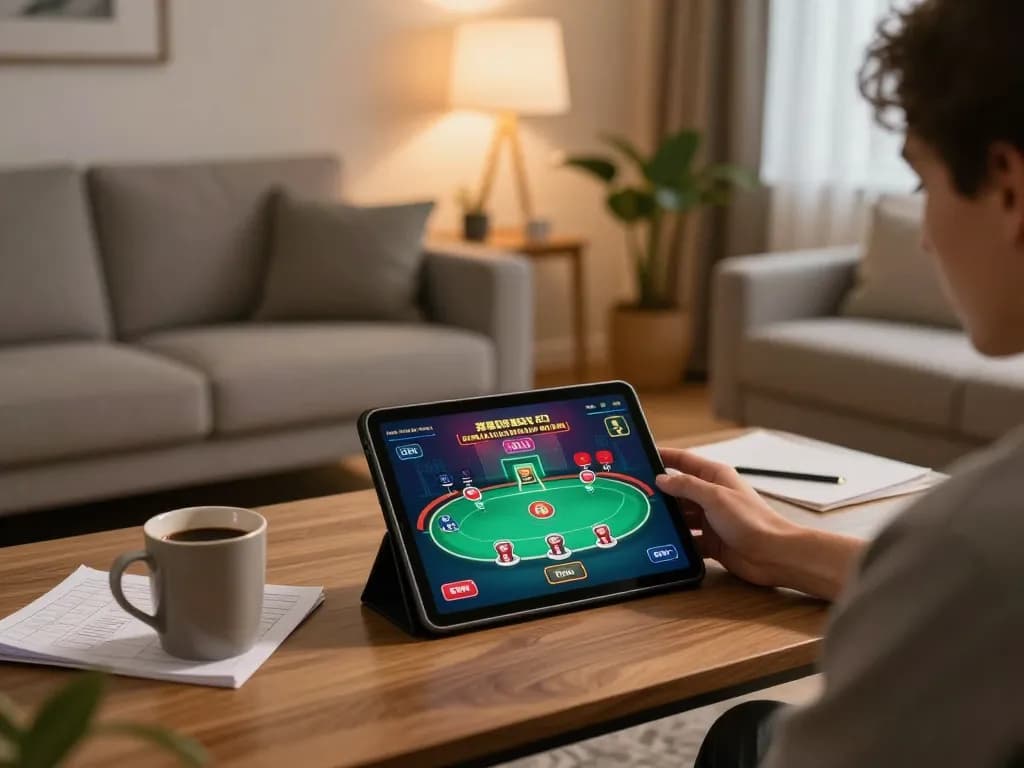 Mega888 apk download for android mobile on a tablet during cozy online gaming session.