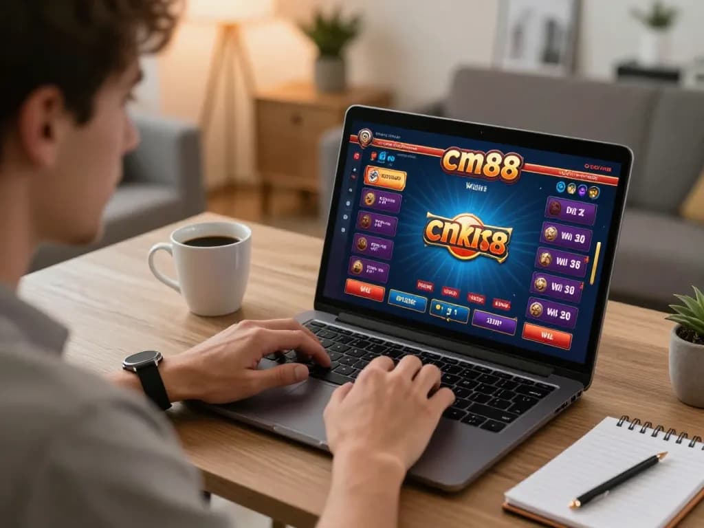 Player engaging with cm88 online casino game while utilizing strategic betting notes