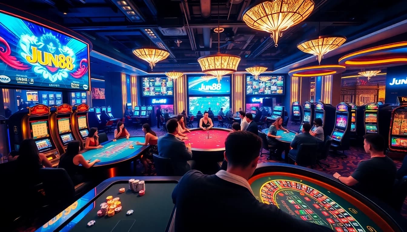 Experience thrilling gameplay at Jun88 casino with vibrant tables and exciting slot machines.