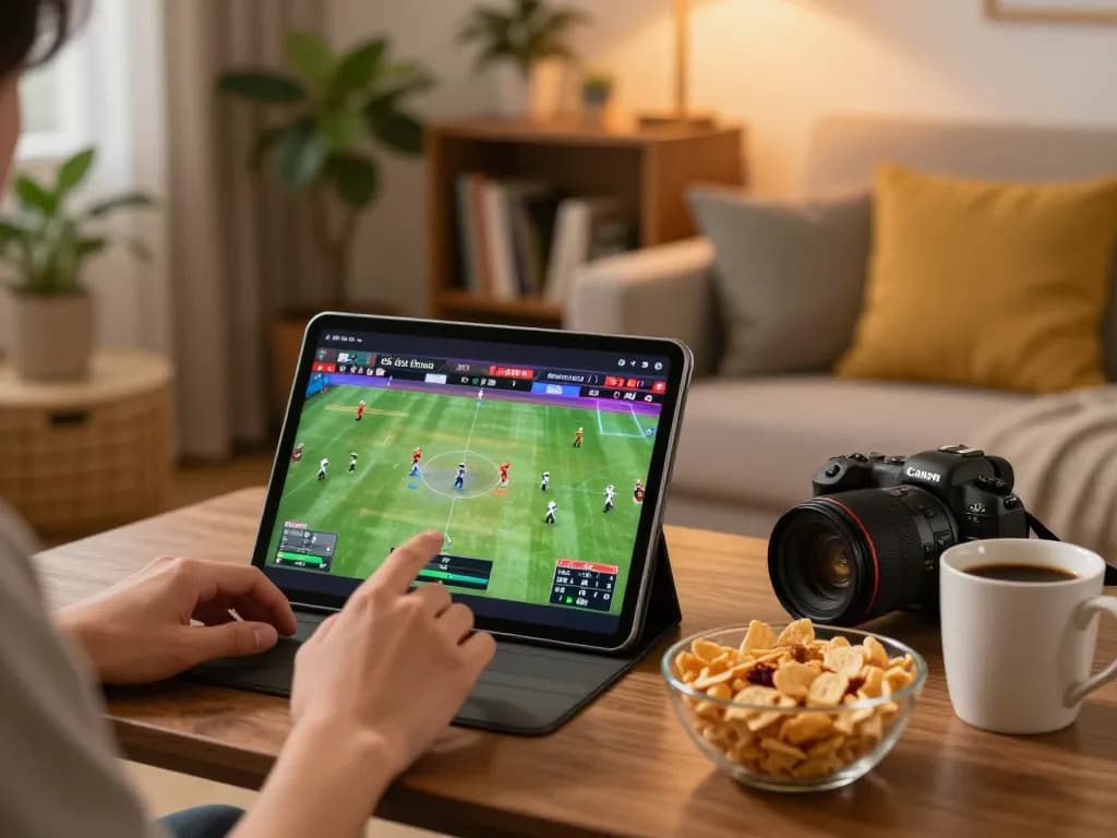 Tận hưởng truyền hình trực tiếp đá gà thomo HD trên máy tính bảng trong một không gian ấm cúng.