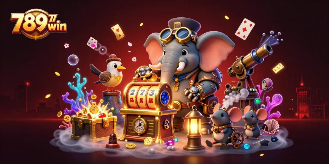 Experience thrilling wins at 789win with a dynamic steampunk elephant engineer and rich casino elements.