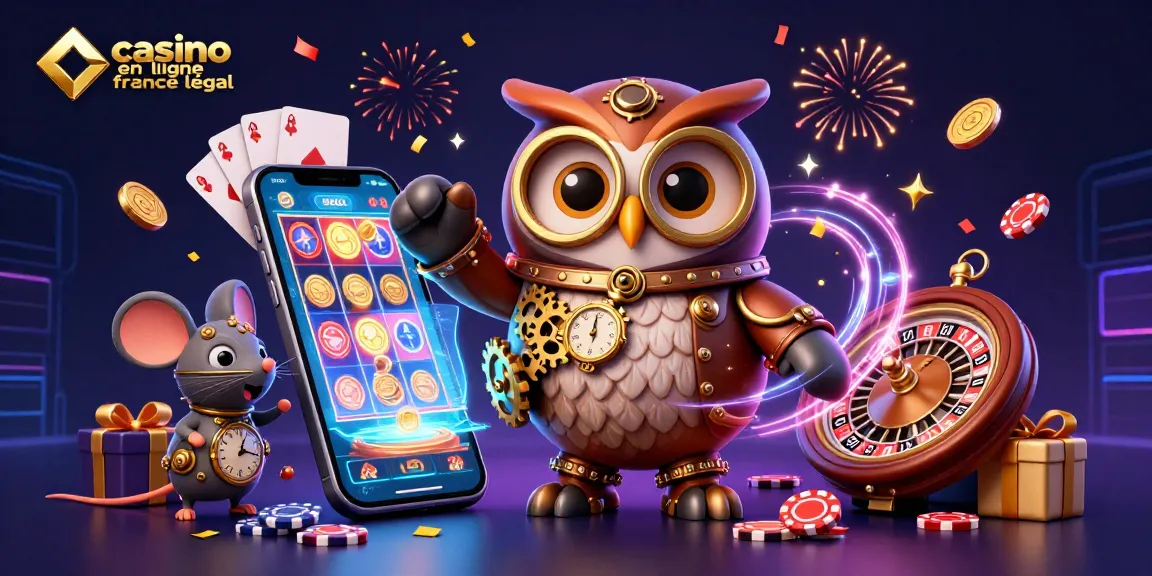 Engage with the vibrant world of casino en ligne france légal featuring a time-traveling owl and dynamic casino elements.