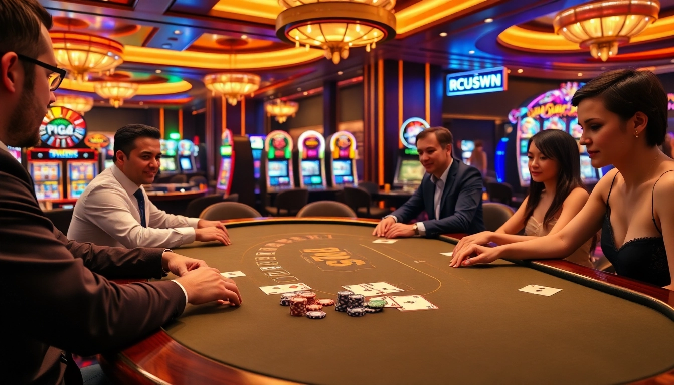 Competitive players at a PG88 poker table enjoying an exciting game.