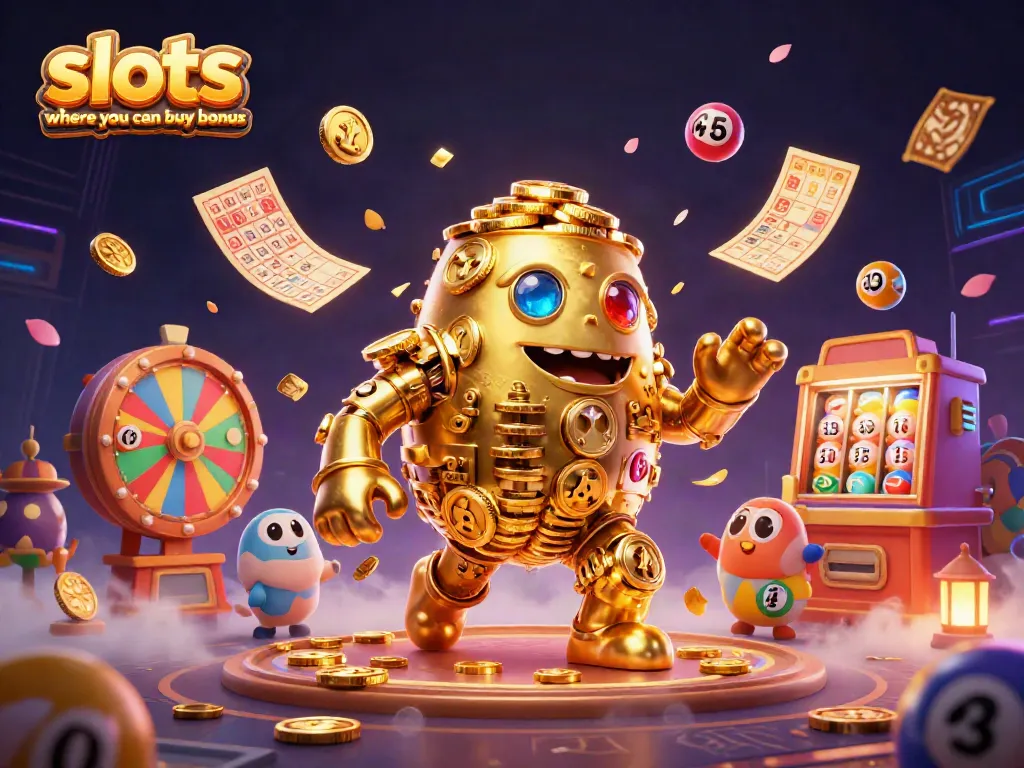 Discover exciting gameplay in slots where you can buy bonus with this dynamic 3D casino illustration.