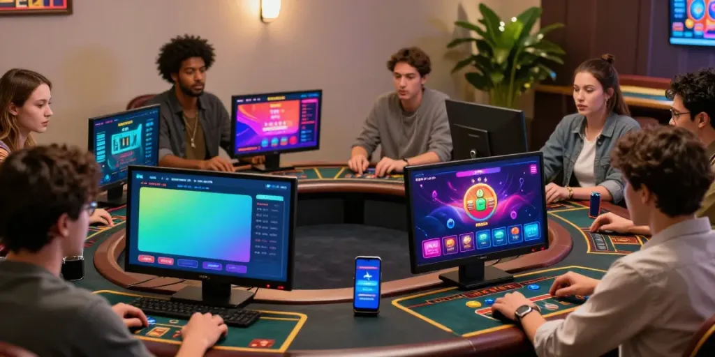 Players engaging with the modern interface at https://xx88.day/ online casino, showcasing exciting gaming atmosphere.