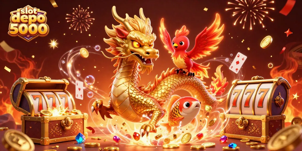 Experience the thrill of winning with slot depo 5000, enhanced by a vivid 3D casino scene.