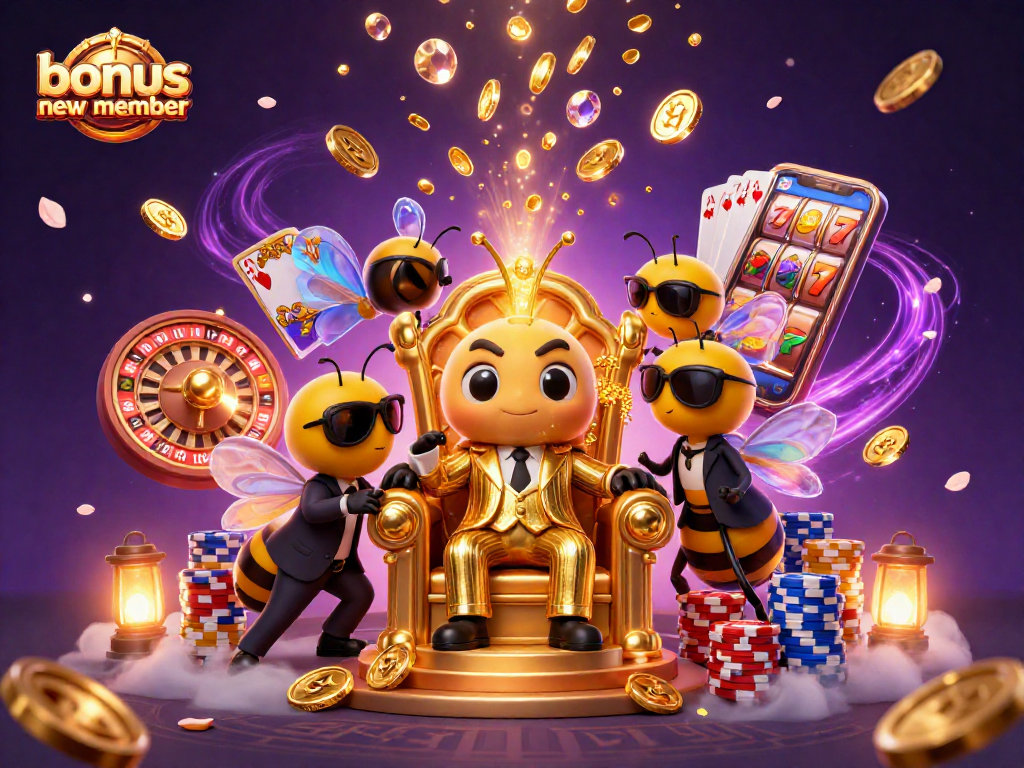 Experience the excitement of the new member bonus with a lively casino illustration.