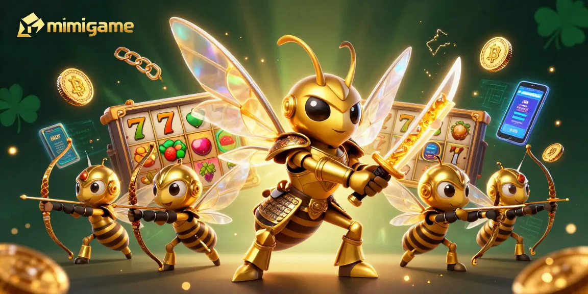 Engage with mimigame and experience dynamic slot action featuring vibrant characters and crypto elements.