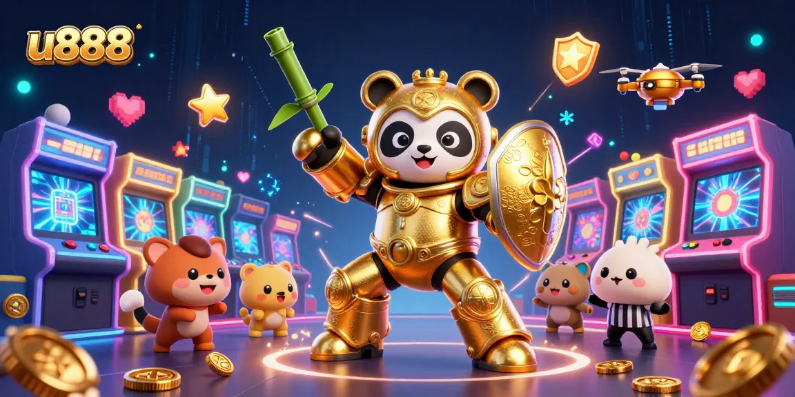 Engage in thrilling u888 online gaming with vibrant casino elements in a dynamic 3D scene.