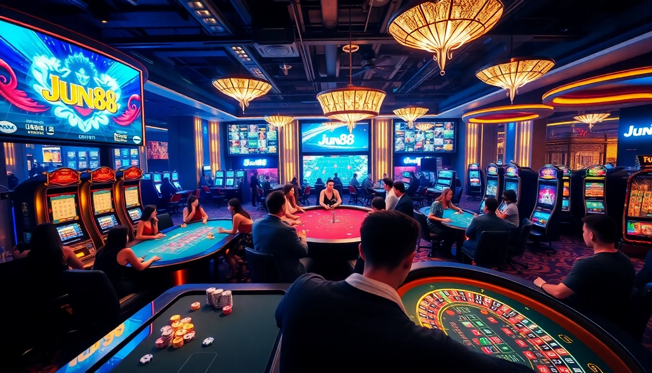 Experience thrilling gameplay at Jun88 casino with vibrant tables and exciting slot machines.