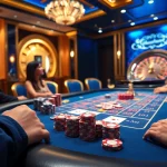 Engaging high-stakes poker table scene featuring "kèo nhà cái 5" elements with ecstatic players.