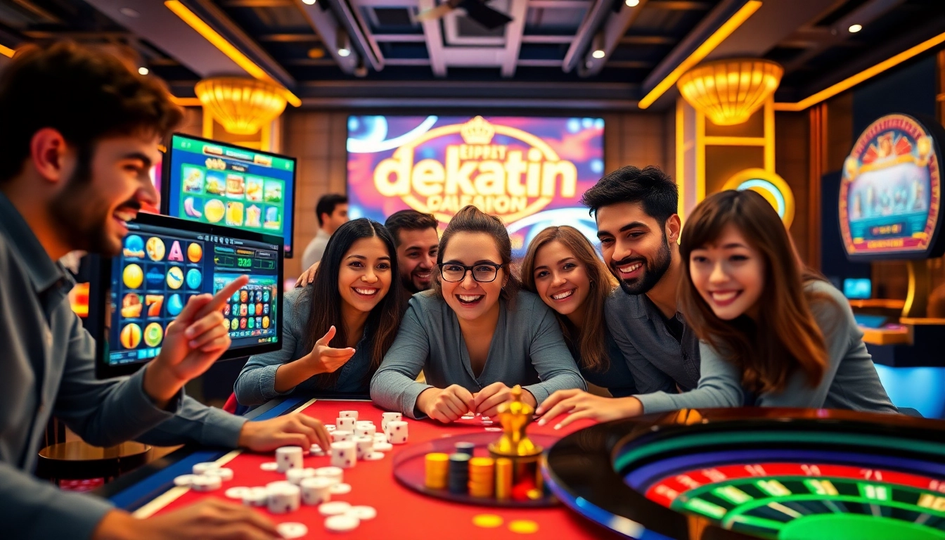 Players exploring daftar nekatwin on a vibrant slot game interface, engaging in thrilling online gambling.