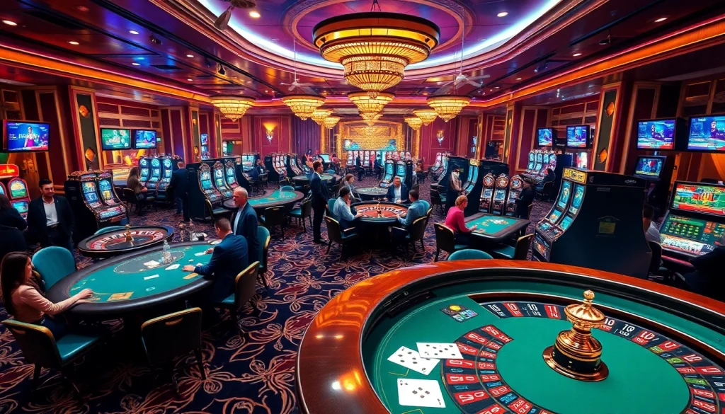 Rasakan sensasi datukwin dalam adegan kasino yang dinamis dipenuhi penjudi yang bersemangat dan mesin slot yang berwarna-warni.