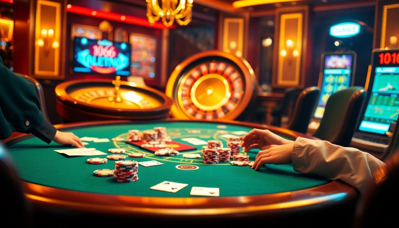 Experience the thrilling MB66 casino scene with vibrant poker tables and enriched betting atmosphere.