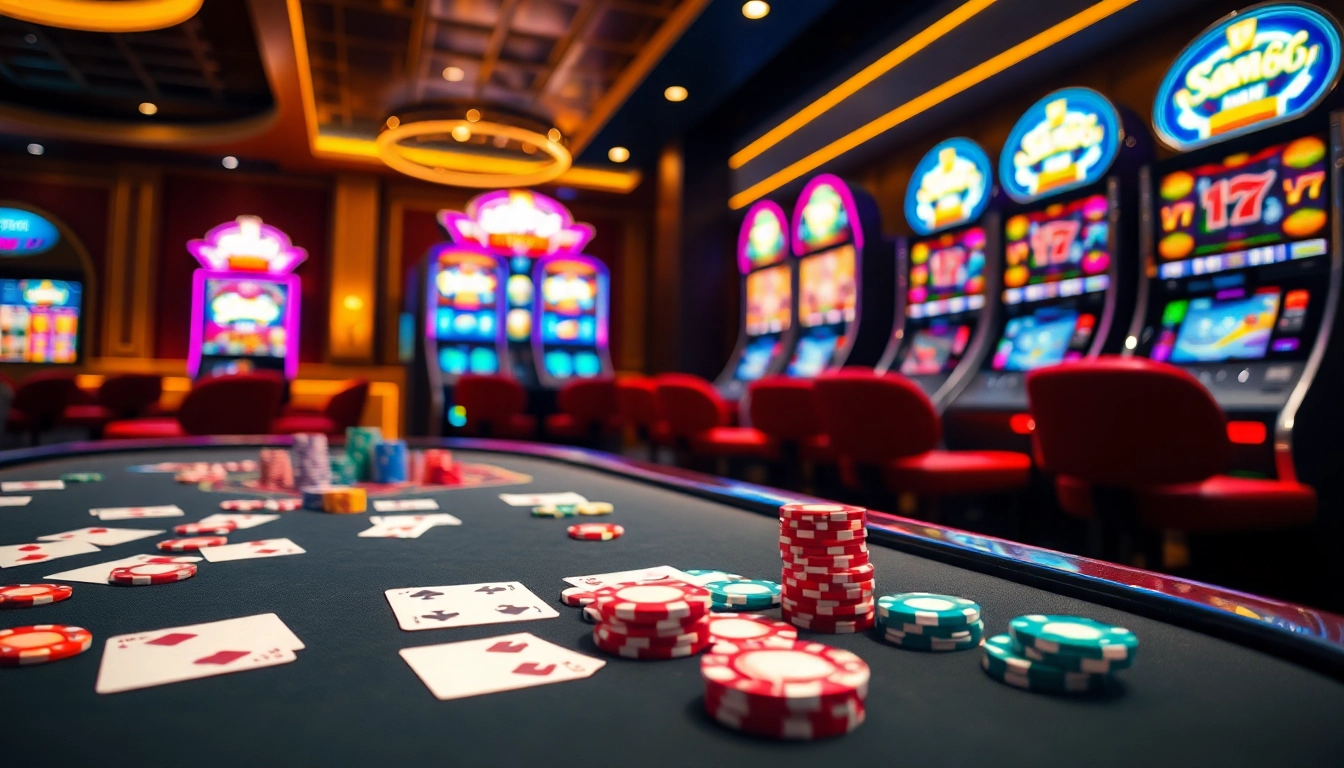 Experience excitement at Sam86 with vibrant slot machines and casino tables full of action.