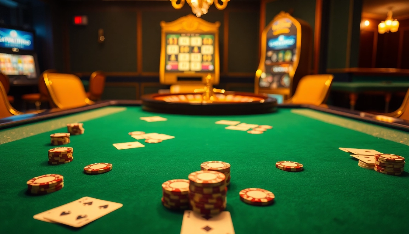 Experience the luxury of gambling with RR 88 at a vibrant casino table and roulette wheel.