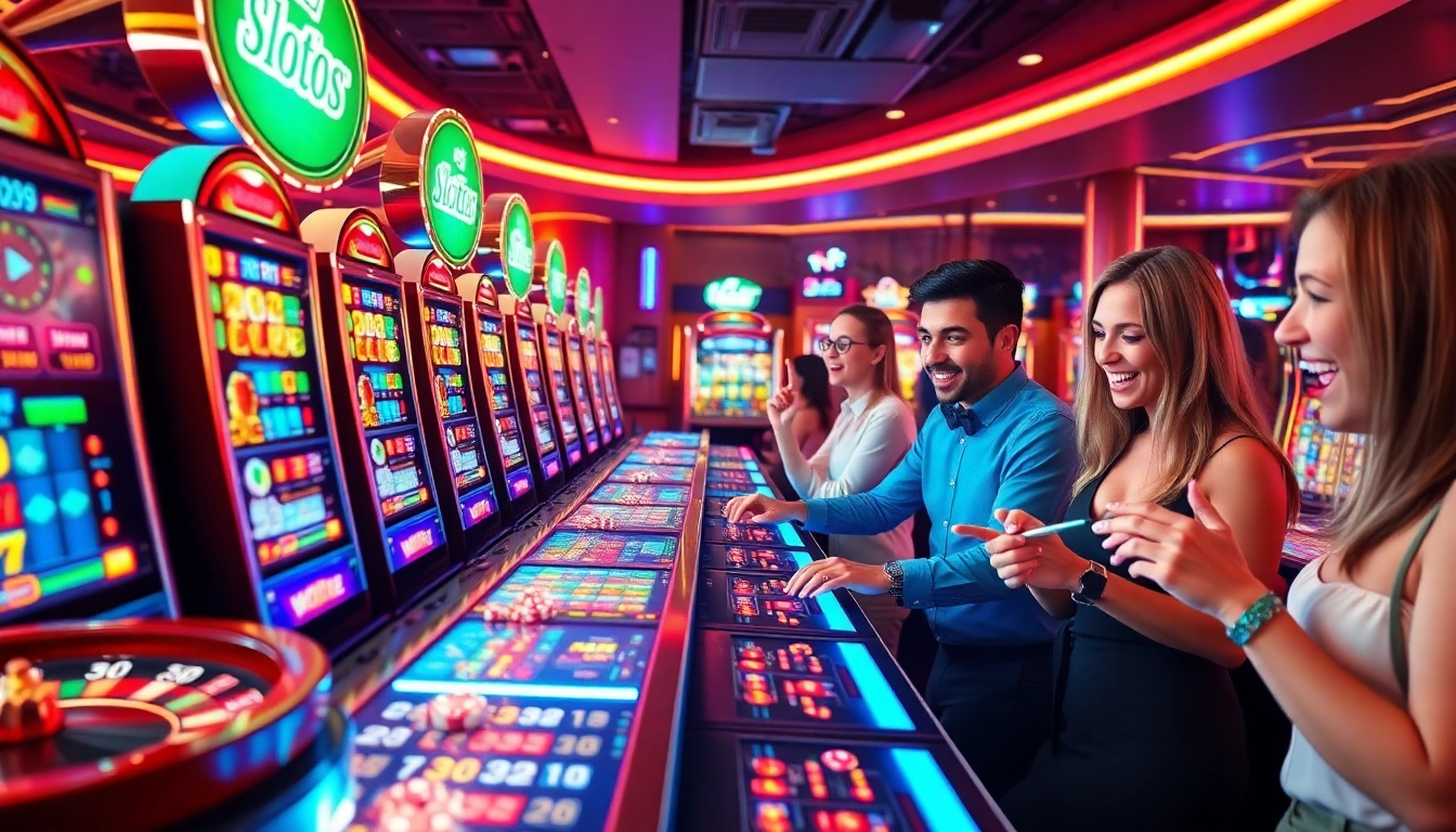 Players engaging with vibrant slot88 games in an immersive online casino environment.
