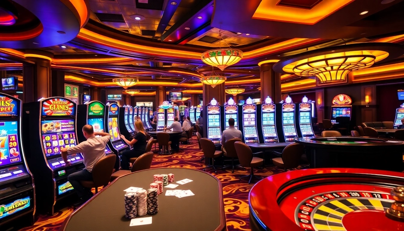 Engaged players enjoying the latest slot games in a luxurious casino setting.