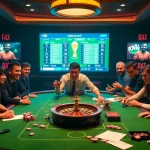 Engaging in แทงบอลโลก at a luxurious casino sportsbook table with real-time stats.