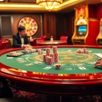 An engaging gambling scene at http://bem88x.com/ with players enjoying blackjack, roulette, and slot machines.