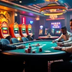 Engage with sbobet link on a luxurious casino poker table featuring vibrant poker chips and cards.