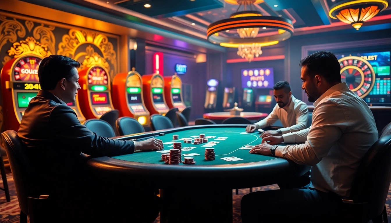 Engage with sbobet link on a luxurious casino poker table featuring vibrant poker chips and cards.