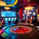 Experience excitement at https://onew88.com/ with players enjoying poker and roulette in a lavish casino.