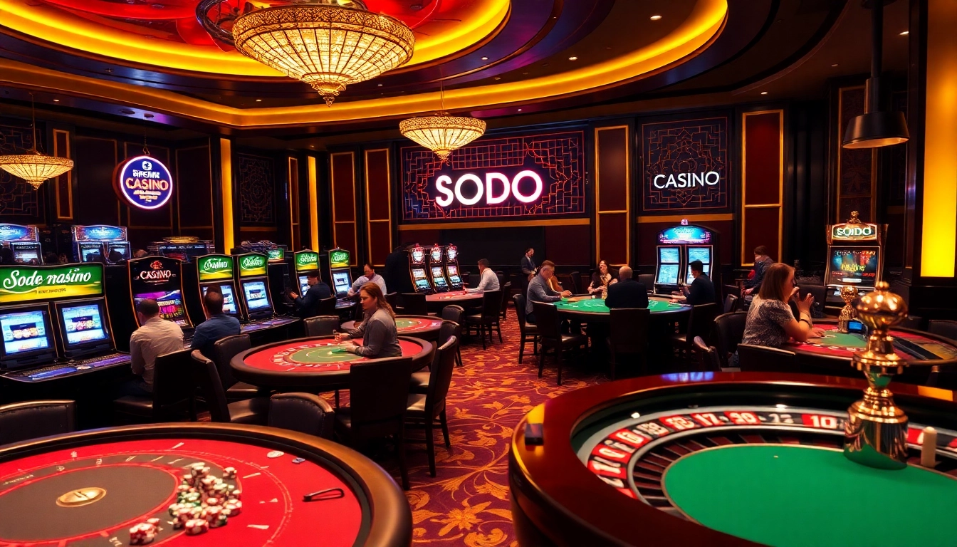 Experience the thrill at SODO CASINO with vibrant gaming tables and shining slot machines.