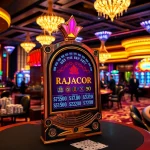 RAJAGACOR slot machine in a luxurious casino with vibrant lights and high-stakes gaming elements.